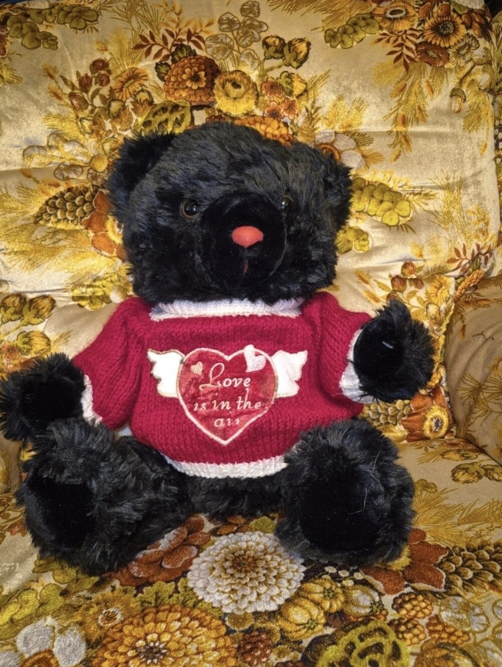 Valentine Plush Teddy Bear with Red Heart Sweater -